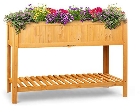 blumfeldt Altiplano Cubic - Aiuola Rialzata, Fioriera, 150 x 100 x 50 cm (LxAxP), Legno di Abete Massello, Ampia Superficie, Feltro Giardinaggio, ErgoGrow Concept, Facile Installazione, Legno