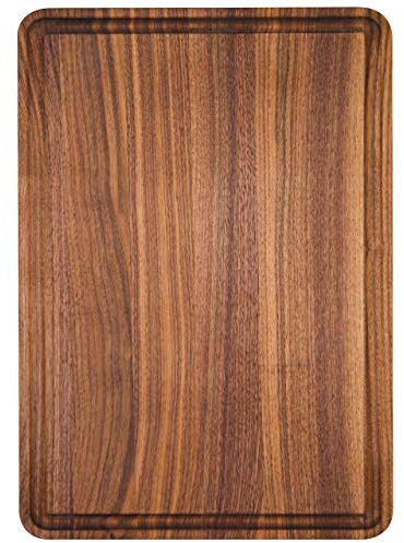 AZRHOM Walnut Wood Cutting Board, 12x8in Small Wooden Chopping Boards with Deep Juice Groove and Side Handle, Thick Butcher Block for Kitchen Meat Cheese Gift for Wife Mom Gift Box