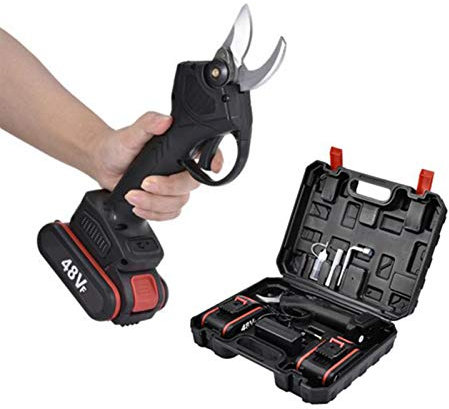 Sécateur électrique sans fil portable, sécateur électrique professionnel à moteur sans brosse en cuivre avec 2 pièces de batterie au lithium 2000mAh pour branche d'arbre, diamètre de coupe de 30 mm