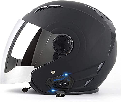 Caschi Jet Moto,Bluetooth Casco Mezzo Moto con Visiera Parasole--Omologato ECE 22-05 Scooter Chopper Skateboard Ciclismo Gioventù Uomo Donna Casco F,L
