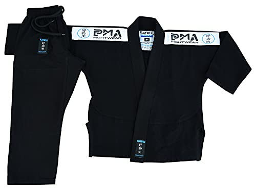 Barn Elite BJJ Gi Pearl Weave Jiu Jitsu Uniform - Svart (M1)