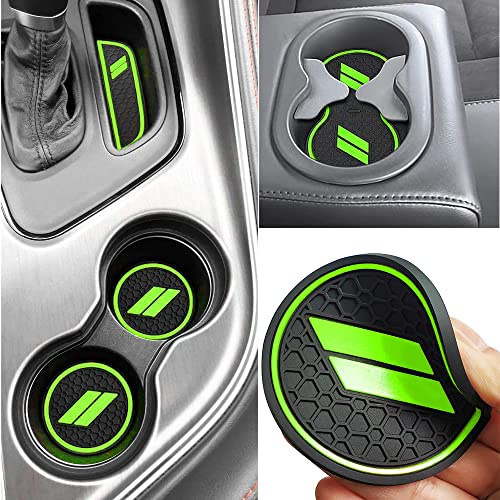 Auprite Lot de 11 Tapis Anti-poussière pour Dodge Challenger 2015 à 2023 - Ajustement personnalisé pour Porte-gobelet, Console Centrale pour Challenger 2022 (Vert)