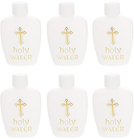 Taufe Weihwasser Flasche Fläschchen 6 Stücke 60ml Gold Kreuz Holy Water Bottle Kleine Weihwasserflaschen Kunststoffflaschen zum Befüllen Ostern Deko Taufgeschenke für Gäste Paten Kinder Frauen