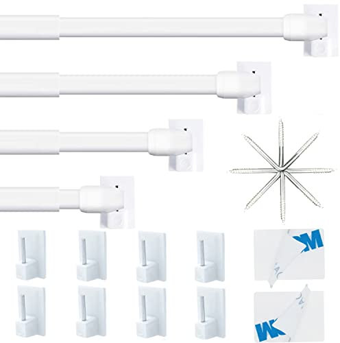 4 Stücks Scheibengardinenstange,Fenstergardinenstangen, Vitragestangen für Store, Schrank, Fenster, Küche, DIY-Projekte (60-105CM, Weiß)