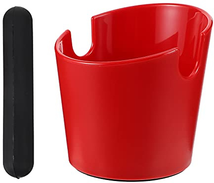 Cabilock Kaffeesatz Klopfbox mit Abnehmbarem Stab, ABS Silikon, Rot | Stabiler Behälter für Espresso Abfall, Glatte Oberfläche, Einfache Reinigung, Kompakt