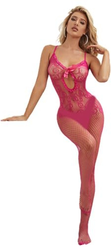 V-Ting Sexy Bow Dessous Damen für Sex,dessous damen sexy unterwäsche reizwäsche catsuit bodystocking ouvert sexy outfit für damen Strumpfhose Hohle Jumpsuit Frauen Bodysuit Nachtwäsche Ärmellos
