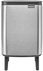 Brabantia - Cubo de basura Bo Hi 7 L con tapa de cierre suave, interior extraíble y asa de transporte - Adecuado para baño, dormitorio y oficina en casa - Matt Steel Fingerprint Proof