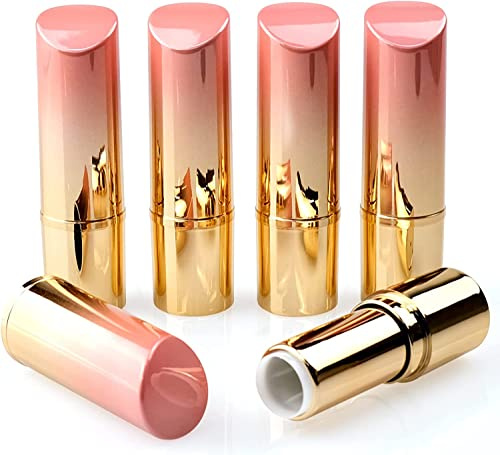 INHEMING 5 Stück Lippenstift Rohre Leer,Leere Lippenstift Behälter,Lippenstifthülsen zum Selbst Befüllen, Lippenbalsam Tube Nachfüllbar,Lippenpflegestift Hülsen Leer,Selber Machen