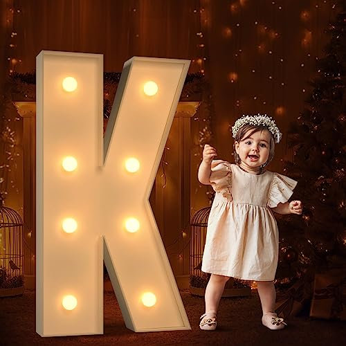 Tongjoy 3FT Marquee Light Up Letters, Large Marquee Letters, DIY Giant Letters for Baby Shower Birthday Party Backdrop Decorations, Light Up Letters for Wedding Decor, Kids' Mosaic Kits Letter K