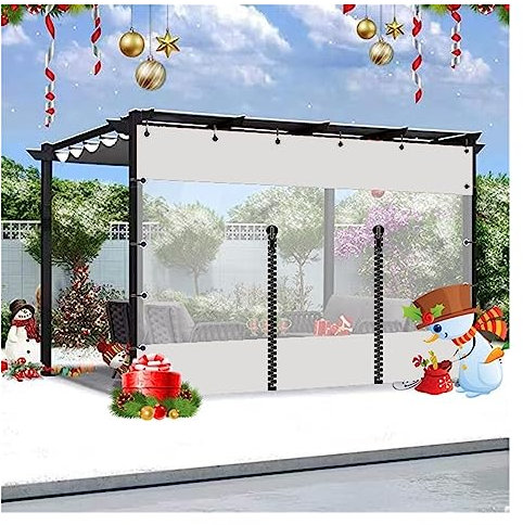 AFGZQ Tenda Teloni Trasparenti Esterni con Pannello Tela Trasparente, Pannelli Laterali Gazebo con Porta Cerniera E Corda Elastica for Portico, Gazebo, Garage Color : White, Size : 1x2.2m/3.28x7.22