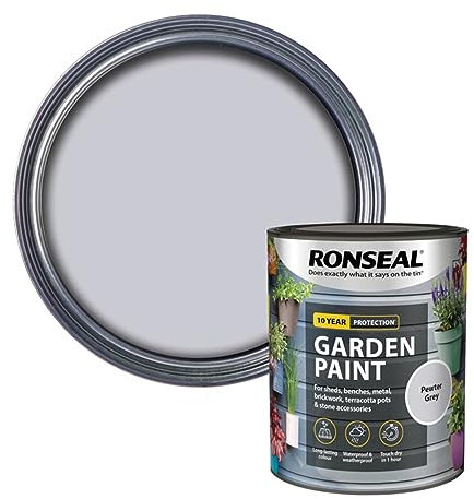 SAVING HUB Fence Paint Garden Shed Paint 750ml - Exterior Wood Paints Tin Waterproof, Weatherproof Paints - For Benches, Metal, Brickwork, Terracotta Pots, Stones Tin (Pewter Grey)