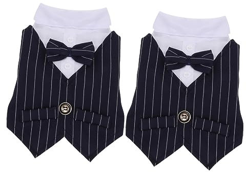 POPETPOP 2stücke Hochzeitsanzug Für Hunde Elegantes Hundefestkleid Tuxedo Für Kleine Hunde Blau s Atmungsaktive Bequeme Haustierkleidung Für Besondere Anlässe Und Feiern