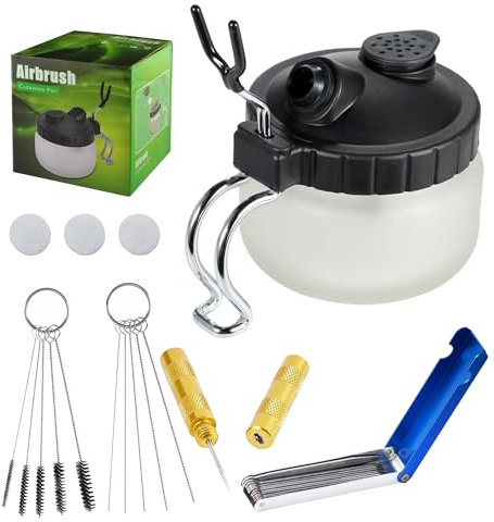 ABEST Airbrush-Reinigungsset 5 Stück Reinigungsnadeln + 5 Stück Nylonbürsten + 1 Stück Reparaturwerkzeug zum Entfernen von Farbe und Schmutz aus der Düse.