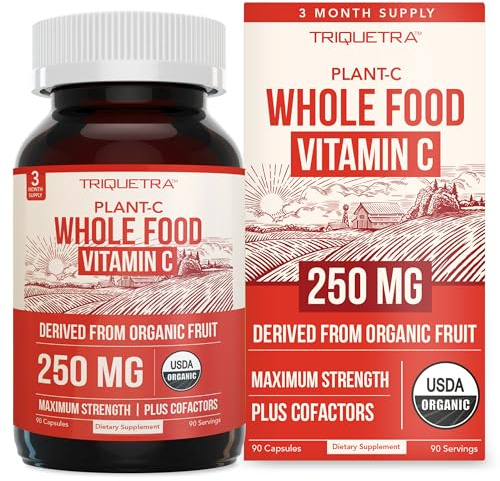 Organic Vitamin C | Whole Food Vitamin C from Fruit Plus Absorption Enhancing Cofactors - Vegan, Enhanced Bioavailability - Immune Support, Antioxidant, Total Health (90 Servings)
