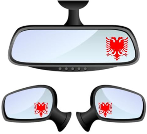 Albanischer Adler Spiegel Aufkleber Sticker Auto Laptop Handy Albanien Albania Rot