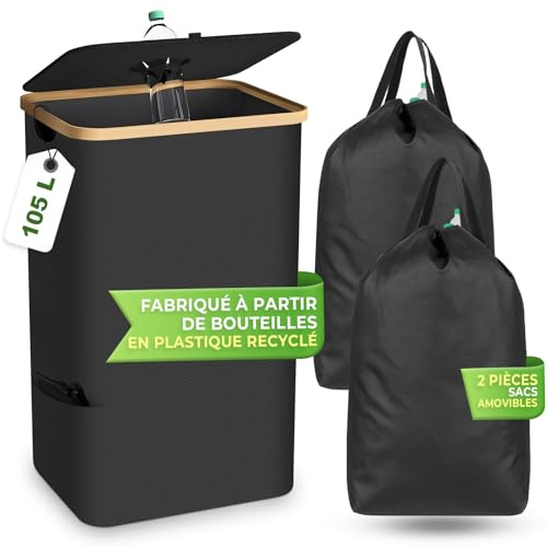 TFCIOD Borse Raccolta Differenziata 105L, Cestello Estraibile con 2 Sacchetti Portatutto, Contenitori Spazzatura per Collezionisti di Bottiglie, Pattumiera Cucina con Tasche Laterali