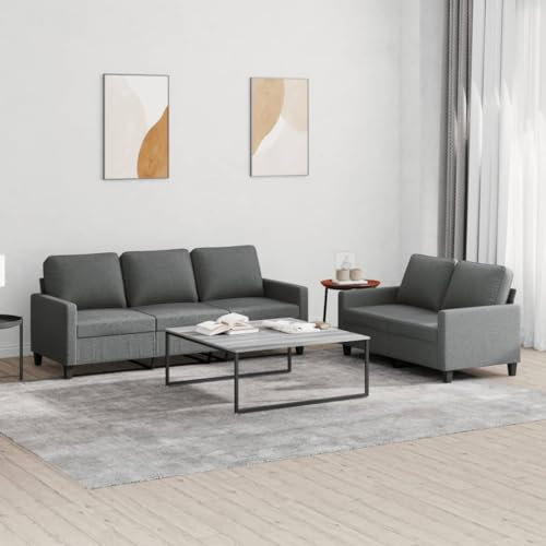 ZEYUAN 2-TLG. Sofagarnitur mit Kissen Dunkelgrau Stoff, Sofas & Couches, Sofa Wohnzimmer, Sofa Für Jugendzimmer, Relaxsofa, Sofa Für Schlafzimmer, Polstersofa - 3201461