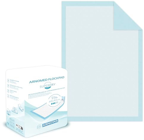 25x ARNOMED assorbente per incontinenza monouso leggero, assorbente 60x90cm, fasciatoio per neonati monouso, assorbente a 5 strati cellulosa, assorbenti per letto monouso, assorbente per incontinenza