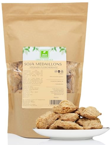 Soja Medaillons 500g Fleischersatz Nuggets Sojaschnetzel von Green Essence | Soja Geschnetzeltes, Fleisch Ersatz, Soja Nuggets, Vegan Protein, Veganes Alternative zu Fleisch Soja Schnetzel 500 g 2x250 g
