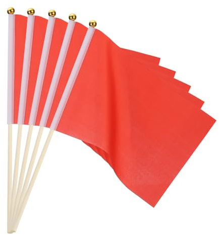 PATIKIL Mini Drapeaux Vierges，16 Pcs Rouge Petits Drapeaux Colorés de Sublimation à Décorer pour Anniversaire, Cour, Pelouse, Marquage au Sol, Sport, Golf, Fête, Irrigation, 30x21cm