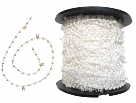 500 Meter Weiß Vertikal Rollokette Senkrechte Untere Kette Jalousie Vertikal Vertikale 127mm, Perlenkette Reparatur Perlenseil Ersatzkette für Rollo Jalousien Vertikaljalousien Lamellenvorhänge