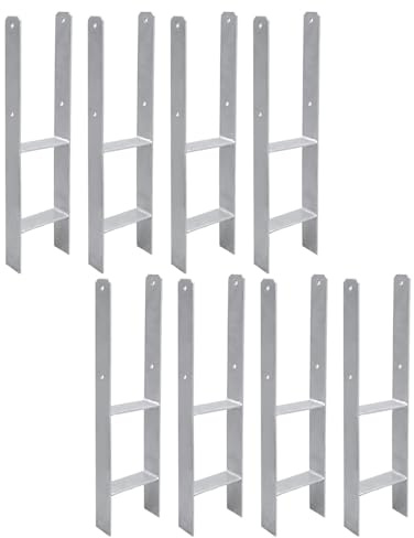 Vigevee H-Pfostenanker 8 Stück H-anker Pfostenträger Bodenanker für Pfosten H-Pfostenschuh für Zaun und Gewächshaus Pfosten Vierkantholzpfosten(101x600mm)