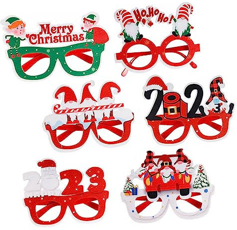 PRETYZOOM 5 Sätze 2023 Weihnachtsbrille Weihnachten Lustige Schnapsgläser Kinderferngläser Faschingsbrille Weihnachtsdeko Weihnachtsfeier Liefert Party-Brillen-Requisiten 6 Stück * 5