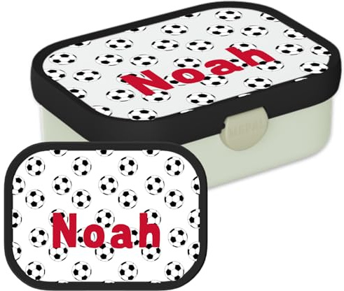 Mepal Personalisierte Brotdose mit Namen - Bento Lunchbox für Kinder - Fußball - Geeignet für bis zu 4 Butterbrote - BPA-frei & Spülmaschinenfest - 750 ml - Real Football