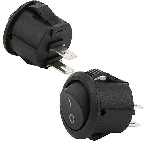 Juego de 20 interruptores basculantes redondos de 2 polos SPST ON/OFF pequeño interruptor de encendido negro para barcos de 15 mm de diámetro de montaje, palanca basculante para electrodomésticos