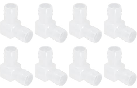 QUARKZMAN Raccord De Tuyau 11/16, 8 Pcs Égal Coude À 90 Degrés en Forme De L en Plastique À 2 Voies Jonction D'Épissure Barbelée Union Raccord pour Tuyau Ligne d'air Gaz Carburant Liquide
