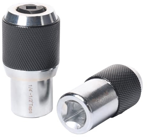 FyMosem 2PCS Adjustable Tap Socket Set 3/8 Drive Thread Tap Holder | CR-MO Steel Tap Socket Adapter with Adjustable Jaws for #6-1/4 and 1/4-1/2 Thread Taps, Reamers & Extractors