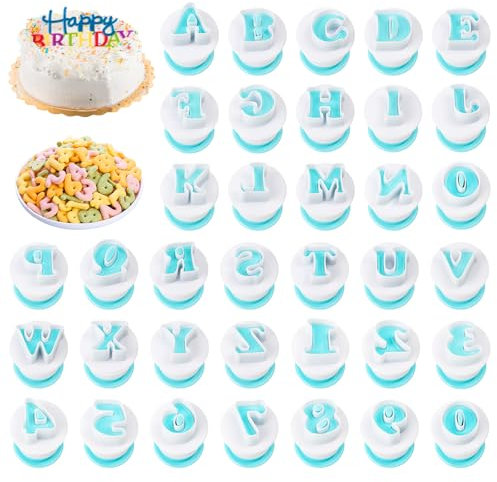 Lot de 36 emporte-pièces en forme de lettres majuscules pour fondant, lettres de l'alphabet et chiffres, décoration de gâteau, réutilisables, accessoires de pâtisserie pour sucre, biscuits
