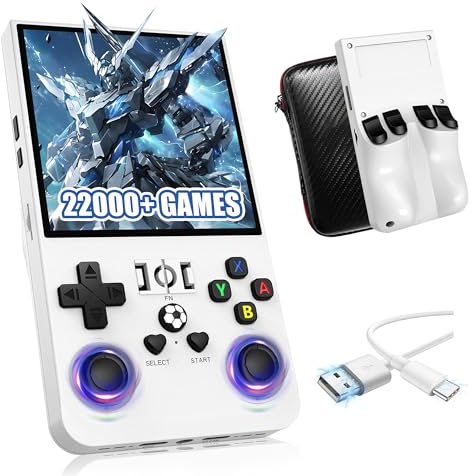 R36MAX Consola de Juegos portátil Retro con más de 40 emuladores,más de 22000 Juegos clásicos,Sistema Linux de código Abierto,Pantalla IPS de 4,0 Pulgadas,Consola de Juegos portátil (Blanco 128G)