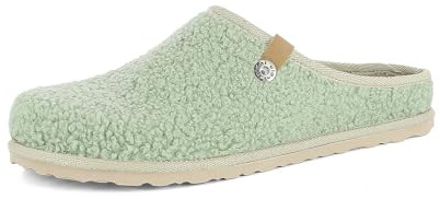 inblu Femme Pantofole Donna Con Ecopelliccia E Plantare in Vera Pelle Imbottito Ed Estraibile Chausson, Vert, 39 EU