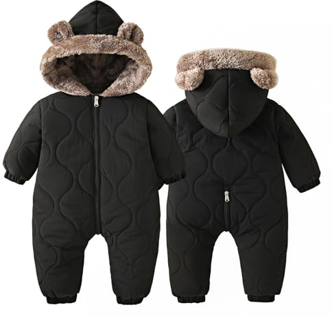 Happy Cherry Snowsuits Baby Winter Overall Warm Down Newborn Romper Hooded Fleece Interior Outwear Infant Boys Girls 100