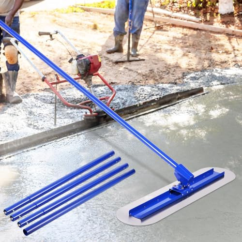 Rascador de hormigón Bull Float de 120 x 30 cm, de acero inoxidable – Mangos ajustables de 4 x 1,15 m, herramienta profesional para el acabado de cemento en pavimentos, suelos y losas – Kit completo c