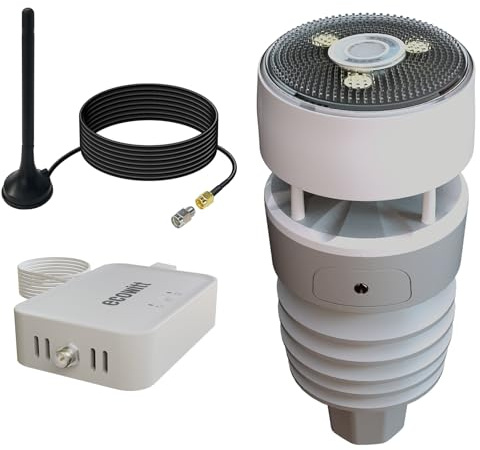 ECOWITT Weather Station GW3011, 3 in 1 Home Wi-Fi & Ethernet Gateway GW3010 Built-in Indoor Temperature/Humidity/Barometric Sensors with SD Card Port, 7 in 1 Garden Solar Power Outdoor Sensor WS90