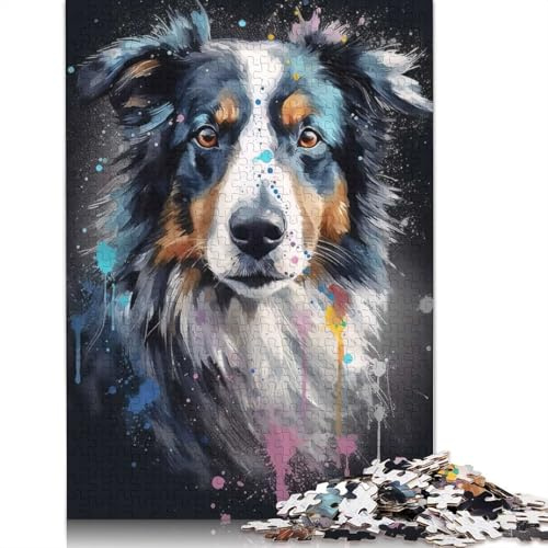 Puzzle de Peinture pour Chien Collie 1000 pièces Puzzle pour Adultes Puzzle pour Adultes Jeu éducatif Défi Jouet 1000 pièces (75 x 50 cm)