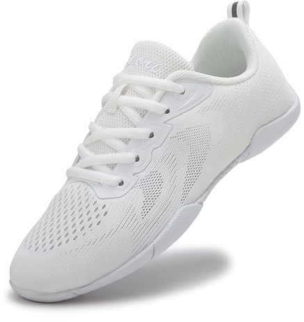 Kvwqoty Mesh Cheerleader Schuhe für Mädchen Kinder Weiß | Tanzsneaker flexibel rutschfest für Gymnastik Tanz Tennis und Fitness Training