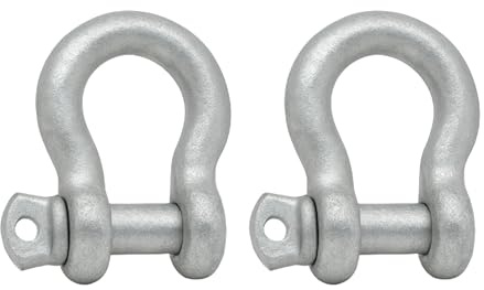 Tie Down 1/4 Galvanized Steel D Shackles [2-Pack] – Heavy-Duty Screw Pin Connectors for Boats, Anchors, Rigging, Towing & Chain Links – 1,000 lb Working Load