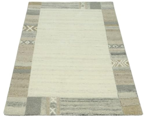 Teppich 100% Natur Wolle Ungfärbt, Nepal Handgefertigt Orientteppich 12 Design
