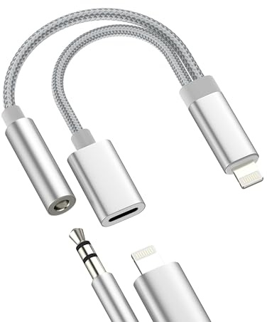 Lightning to 3.5mm Headphone Jack Adapter (2in1) Aux Cable Audio for Apple for iPhone 14 13 Pro Max Charger Splitter Connector Adaptor Earphone for iPad Converter Port Dongle Accessories Plug Charging