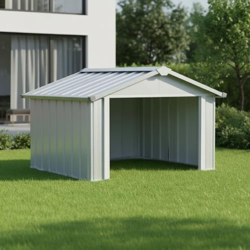 Caseta de jardín metálica para cortacéspedes automáticos, Garaje para Robot cortacésped con protección contra la Intemperie, de Acero galvanizado, Gris, 92 x 97 x 63 cm