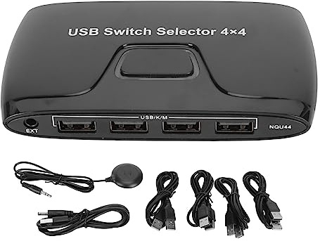 Commutateur sélecteur USB 2.0 à 4 ports, commutateur KVM USB 4x4 pour clavier, souris, imprimante et scanner, partage en un seul bouton de 4 périphériques USB entre 4 ordinateurs