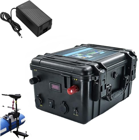 HJGHY 48V,60Ah, 12 Volt Electric Boat Rechargeable Lithium Battery 12V 24V 48V 60Ah 80Ah 100Ah 120Ah 150Ah 200Ah Outdoor Thruster Battery for Fishing Boat Propeller Marine Propulsion Motor