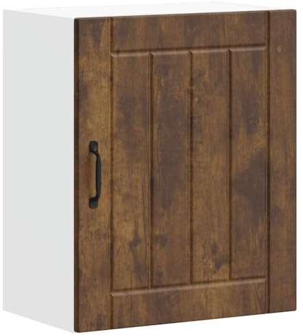 ULUYYUC Küchen-Hängeschrank Lucca Räuchereiche 50 x 31 x 60 cm Holzwerkstoff Glasfront Wandmontage 60 kg belastbar Modernes Design platzsparend für kleine Küche Esszimmer Büro