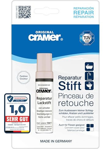 Cramer Stylo de retouche de peinture de qualité supérieure pour céramique, émail et acrylique. Idéal pour les baignoires, les lavabos et le carrelage - Réparations rapides et faciles dans la salle de