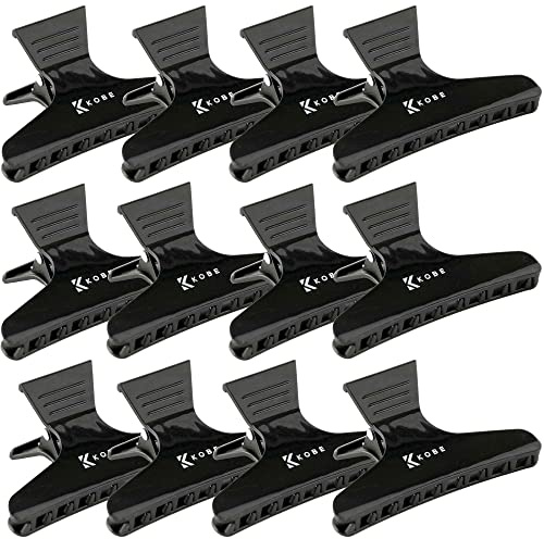 Kobe Professional Butterfly Hair Clips - Pack of 12 - Strong Grip Butterfly Clips/Clamps - Hair Claw Clips - Hair Accessories - Hairdressing Clips - Hair Clips Women