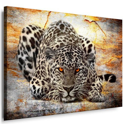 Kunstdruck Leopard - Attack/Bild 120x80cm / Leinwandbild fertig auf Keilrahmen/Leinwandbilder, Wandbilder, Poster, Pop Art Gemälde, Kunst - Deko Bilder