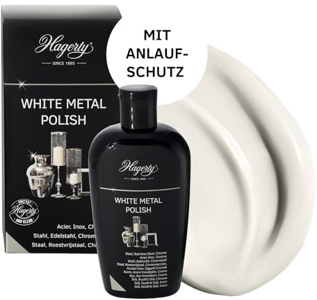 Hagerty White Metal Polish Edelstahl-Politur 250 ml I Effiziente Metallpolitur für Stahl Edelstahl Chrom I Edelstahl Polierpaste mit Sofortwirkung für Spüle Kühlschrank Backofen Kaffeemaschine